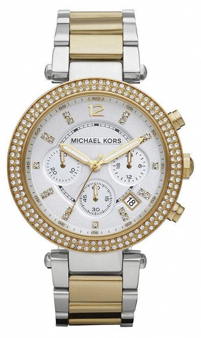 Michael Kors Watches : MK5626 Quartz Chronograph Date Crystal Bezel Two Tone Stainless Steel Women Watch