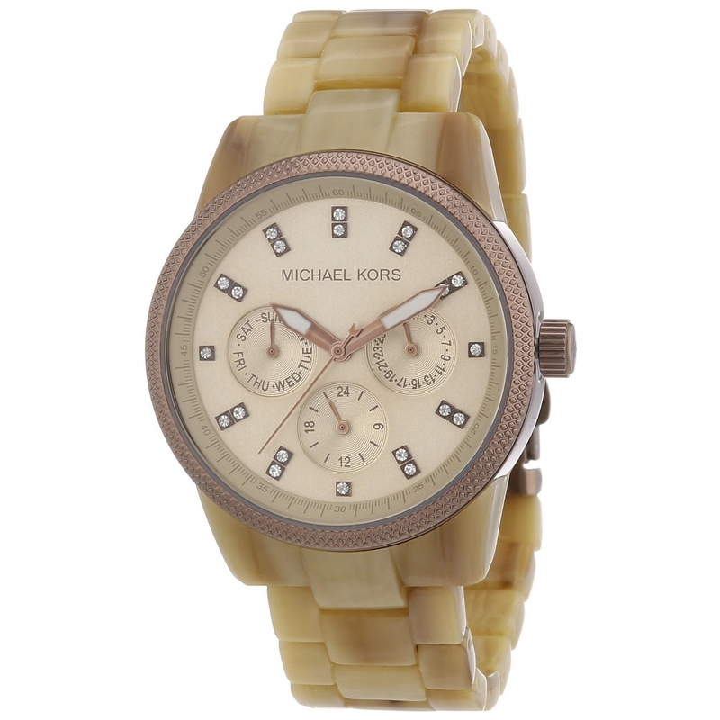 Michael Kors Watches : MK5641 Quartz Beige Dial Day Date Resin Women Watch