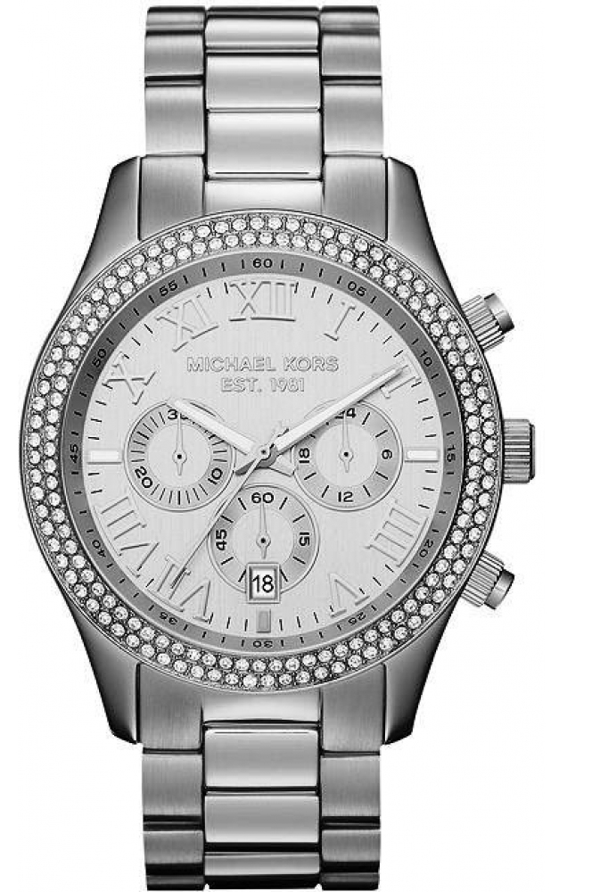 Michael Kors Watches : MK5667 Quartz Chronograph Date Crystal Bezel Stainless Steel Women Watch