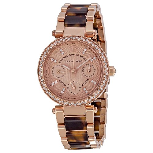 Michael Kors Watches : MK5841 Quartz Analog Crystal Bezel Day Date Two Tone Stainless Steel Women Watch