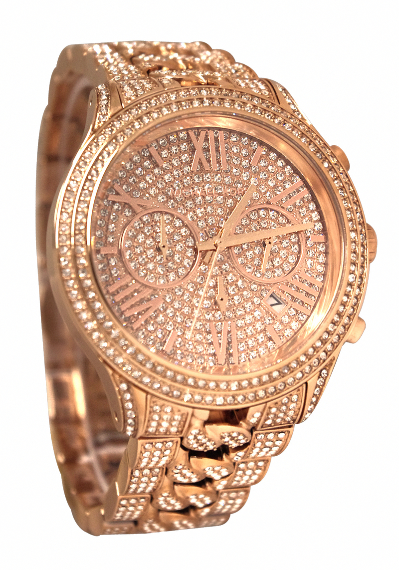 Michael Kors Watches : MK5900 Quartz Crystal Pave Dial Crystal Set Bezel Tose Gold Stainless Steel Women Watch