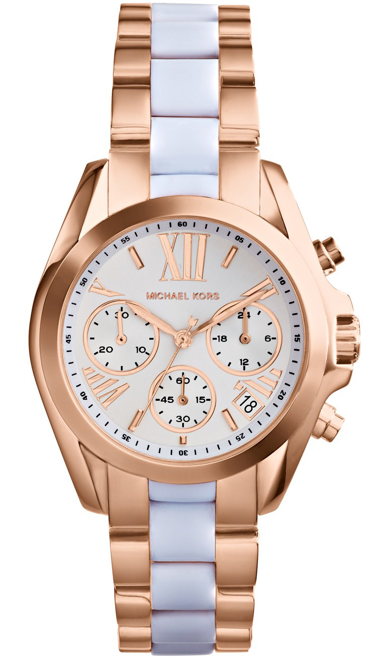 Michael Kors Watches : MK5907 Quartz White Dial Chronograph Date Rose Gold Tone Stainless Steel Women Watch