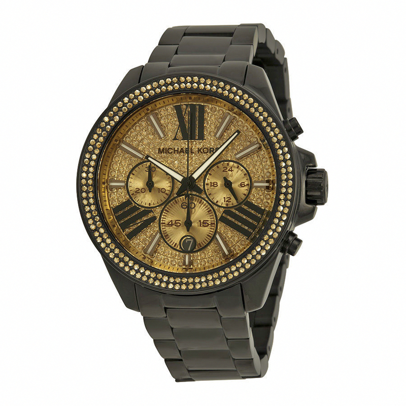 Michael Kors Watches : MK5961 Quartz Chronograph Date Black Stainless Steel Women Watch