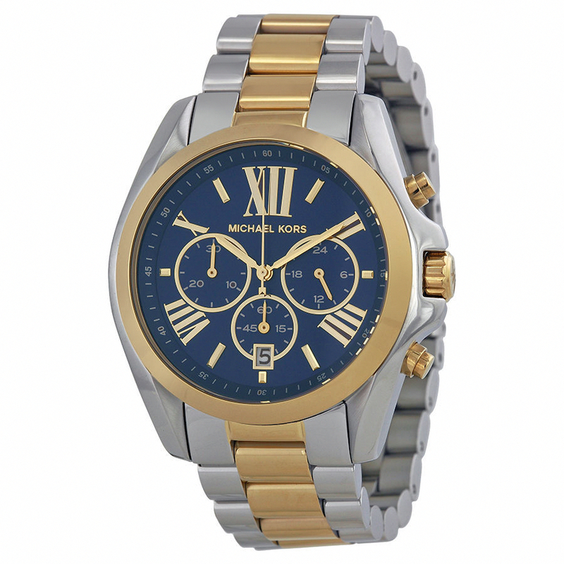 Michael Kors Watches : MK5976 Quartz Chronograph Blue Dial Date Two Tone Stainless Steel Women Watch