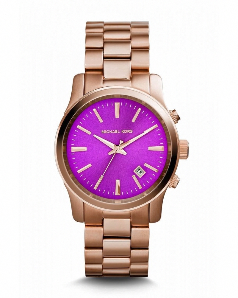 Michael Kors Watches : MK6050 Quartz Purple Dial Rose Gold Tone Stainless Steel Women Watch