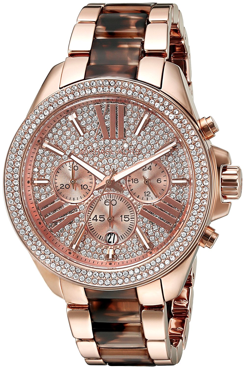 Fake AAA Michael Kors Watches : MK6159 Rose Gold Dial Chronograph Luminous Measures Seconds Women Watch Watch
