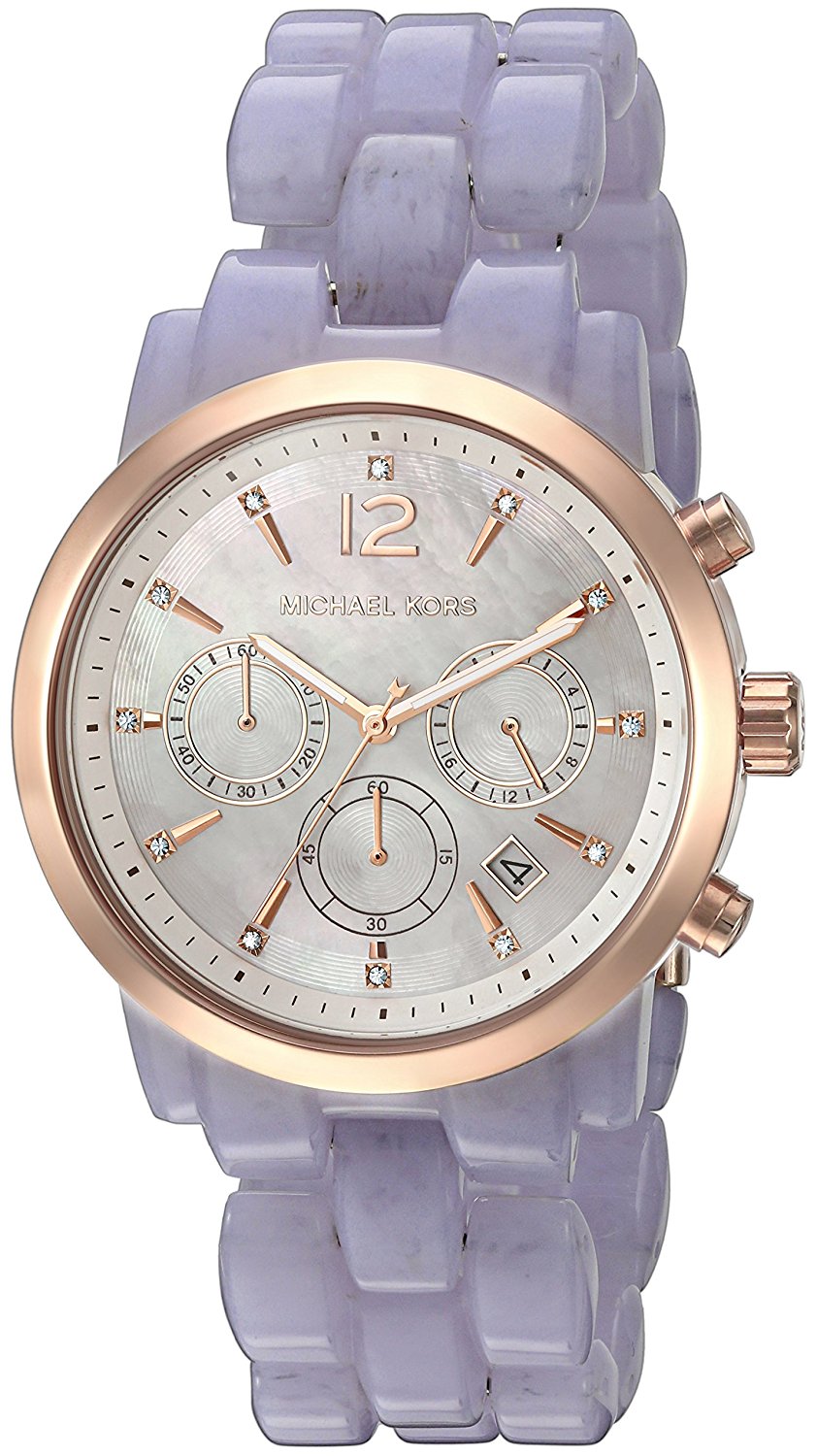 Michael Kors Watches : MK6312 Purple Dial Chronograph Measures Seconds Unisex Watch