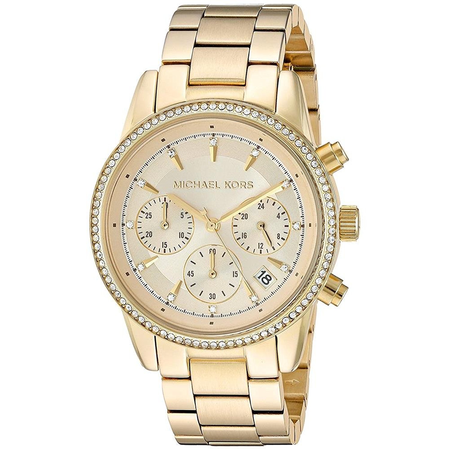 Michael Kors Watches : MK6356 Quartz Chronograph Date Gold Tone Stainless Steel Women Watch