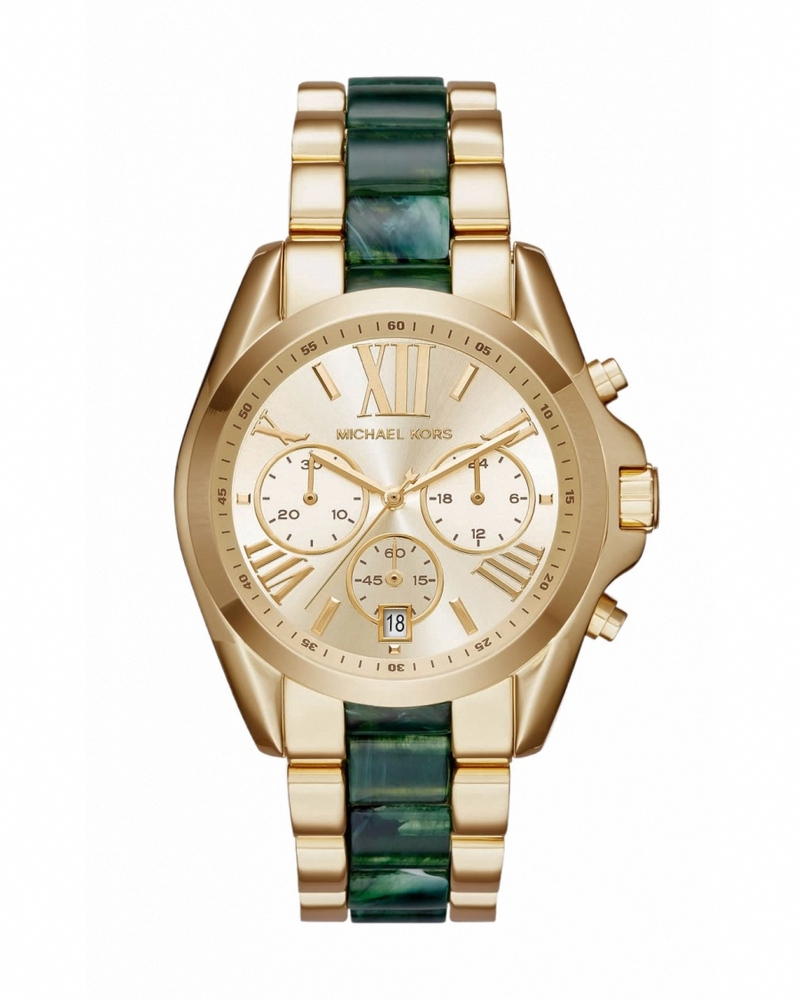 Michael Kors Watches : MK6397 Quartz Chronograph Gold Tone Stainless Steel and Green Acetate Women Watch