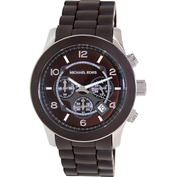 Michael Kors Watches : MK8129 Quartz Chronograph Date Brown Silicone Men Watch
