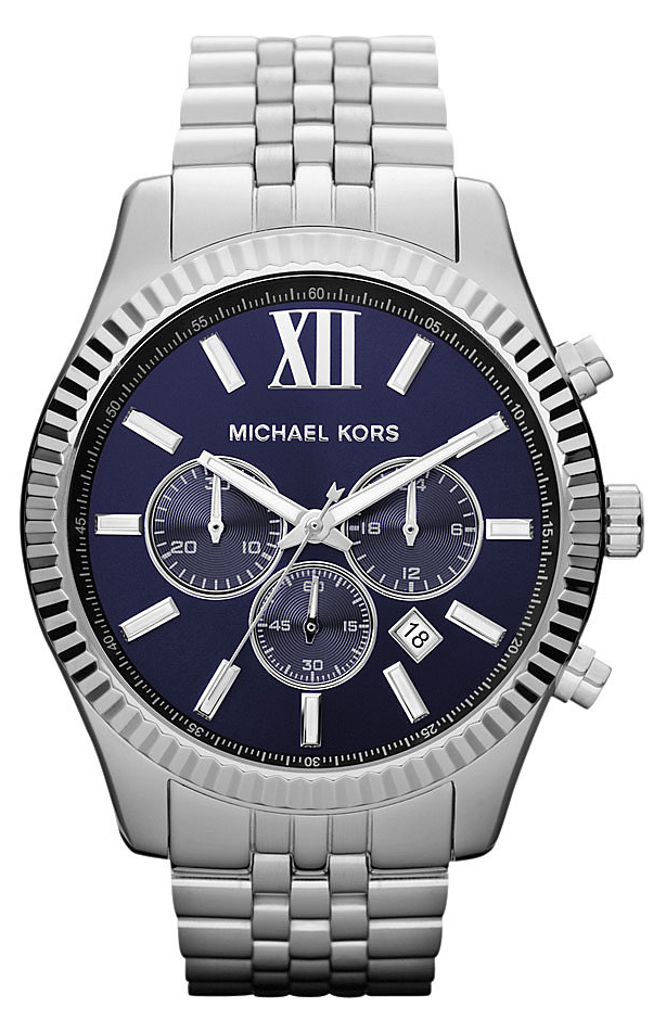 Michael Kors Watches : MK8280 Quartz Blue Dial Chronograph Date Stainless Steel Men Watch
