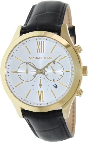 Michael Kors Watches : MK8308 Quartz Chronograph Date Gold Tone Stainless Steel Bezel Leather Men Watch