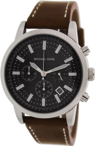 Michael Kors Watches : MK8309 Quartz Chronograph Black Dial Date Brown Leather Men Watch
