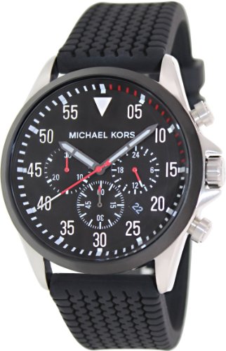 Michael Kors Watches : MK8334 Quartz Chronograph Date Black Tire Tread Texture Silicone Men Watch