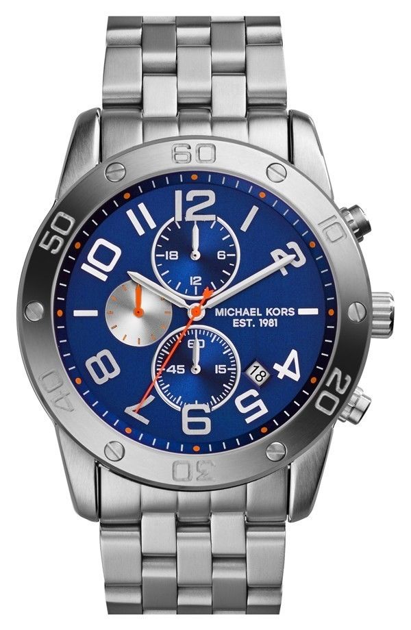 Michael Kors Watches : MK8348 Quartz Chronograph Blue Dial Date Stainless Steel Men Watch