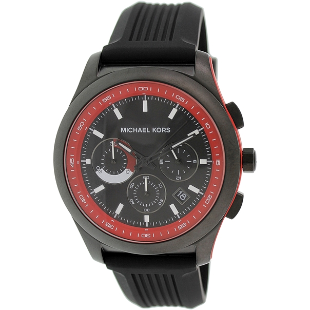 Michael Kors Watches : MK8376 Quartz Chronograph Dial Date Black Silicone Men Watch