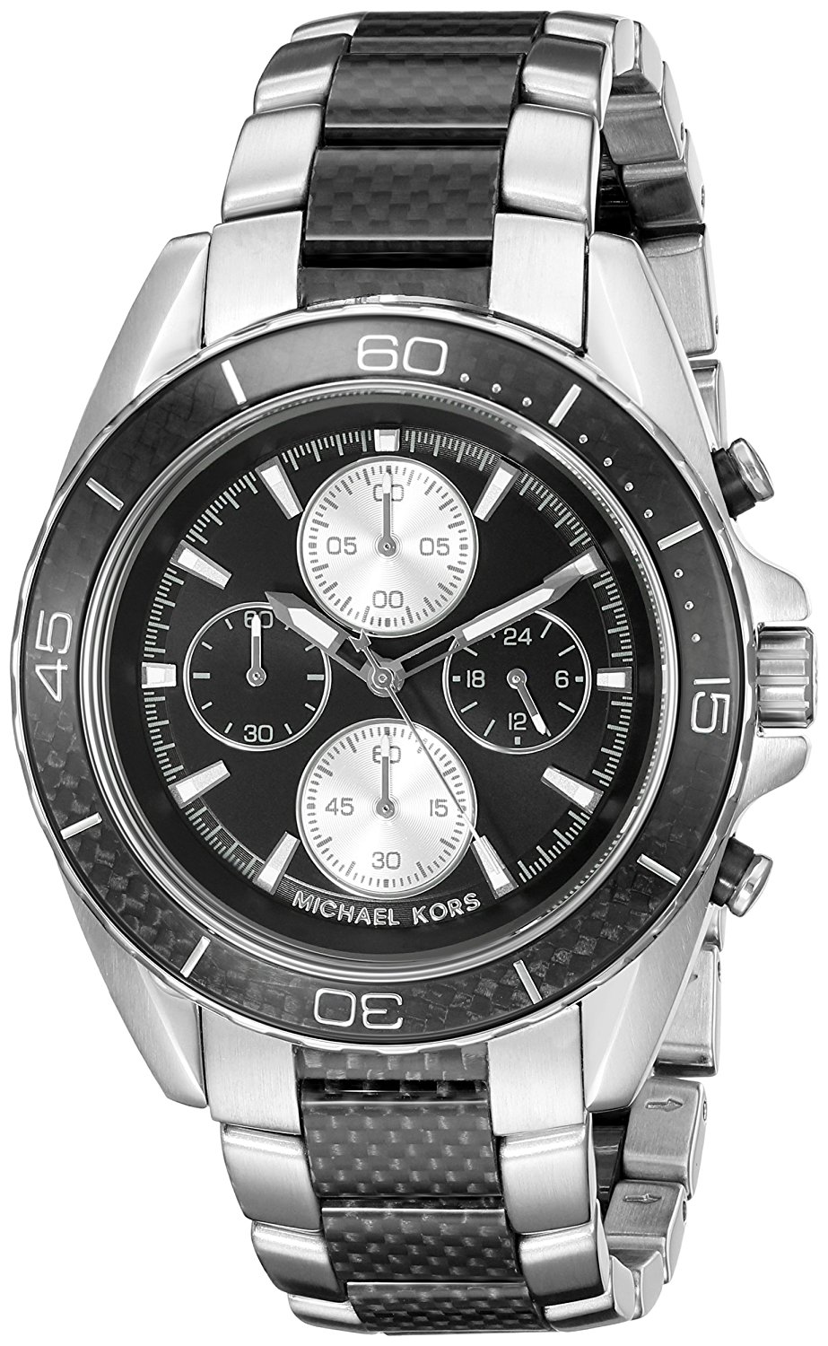 Michael Kors Watches : MK8454 Black Dial Measures Seconds Luminous Chronograph Men Watch