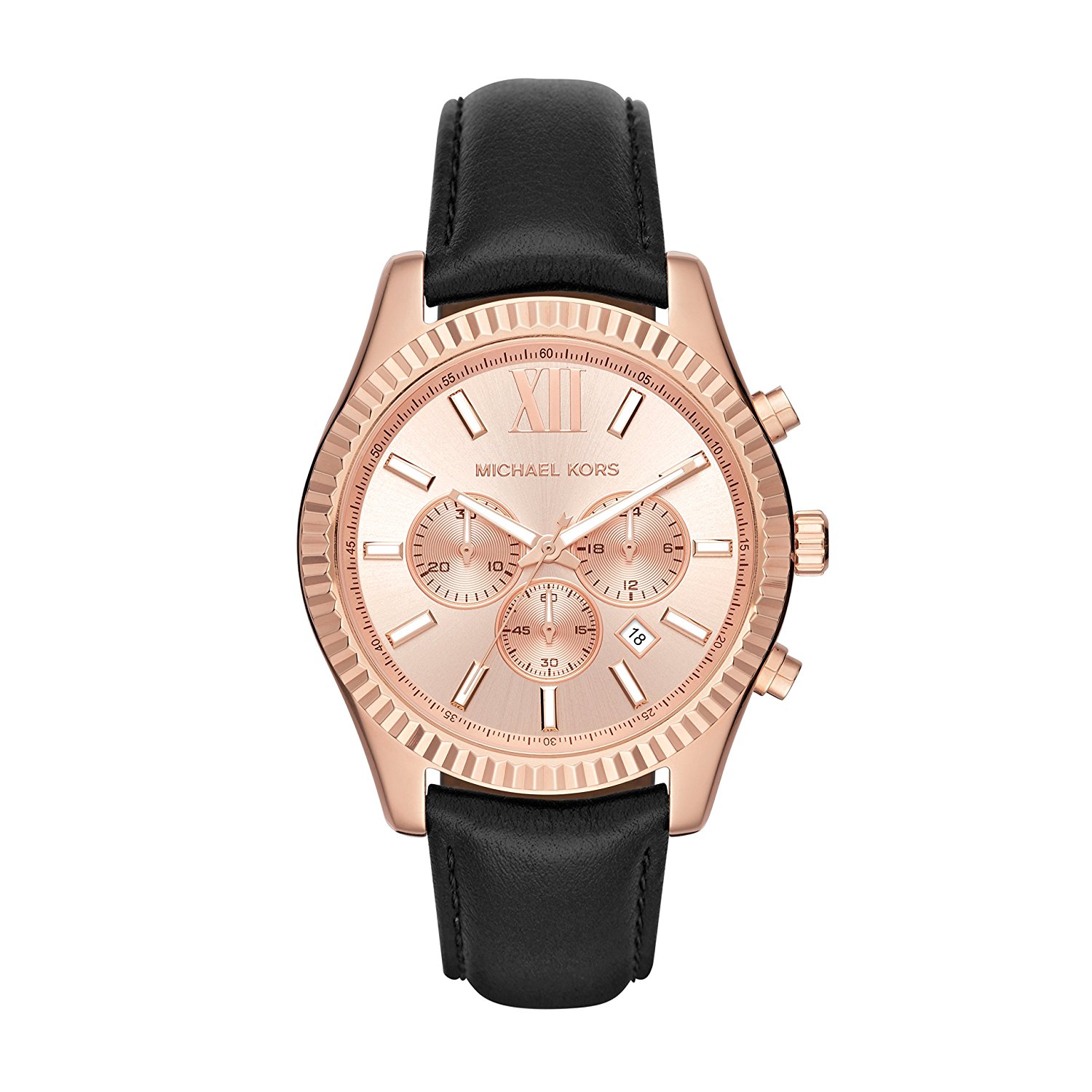 Michael Kors Watches : MK8516 Quartz Chronograph Date Black Leather Men Watch