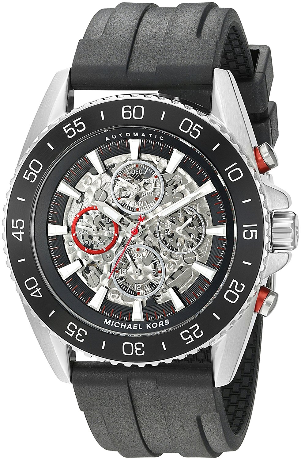 Michael Kors Watches : MK9013 Automatic Day Date Month Black Silicone Men Watch
