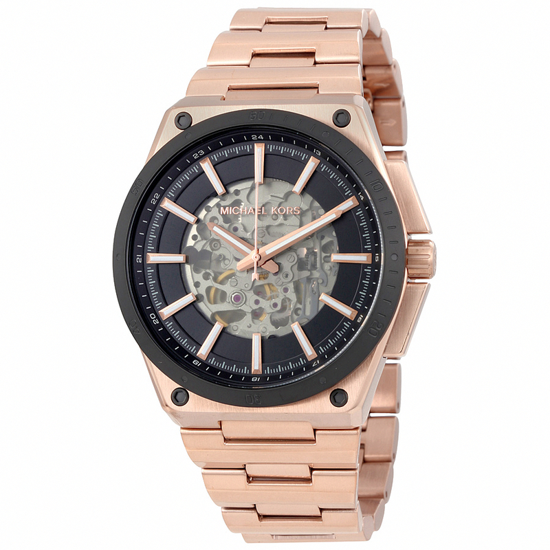 Michael Kors Watches : MK9022 Automatic Skeleton Dial Rose Gold Tone Stainless Steel Men Watch