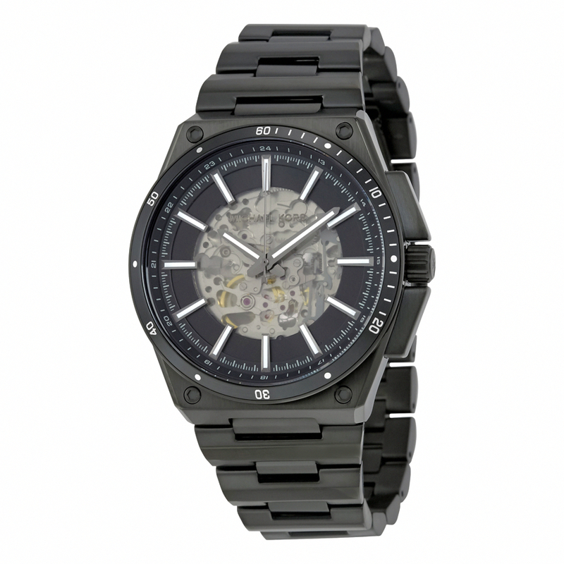 Michael Kors Watches : MK9023 Automatic Skeleton Dial Black Stainless Steel Men Watch