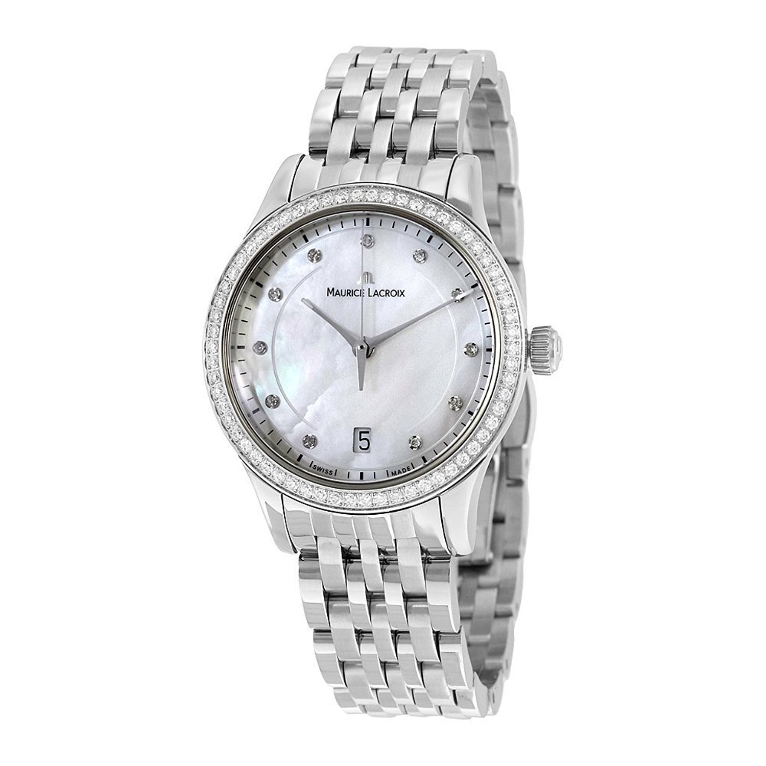 Maurice Lacroix Watches : MLACROIX-LC1026-SD502-170 Mother Of Pearl Dial Sapphire Band Women Watch