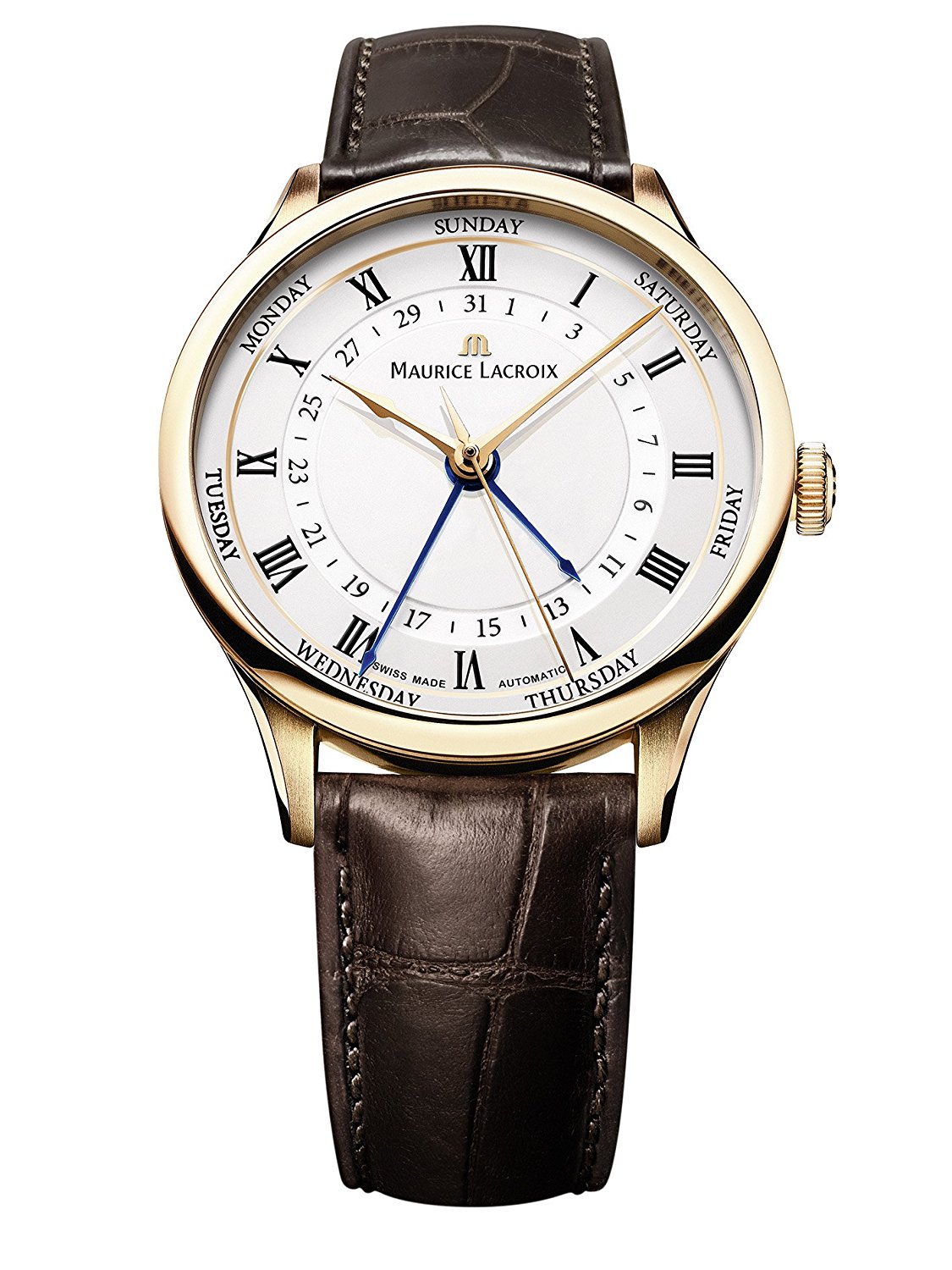 Maurice Lacroix Watches : MP6507-PG101-110 White Dial Genuine Alligator Band Men Watch