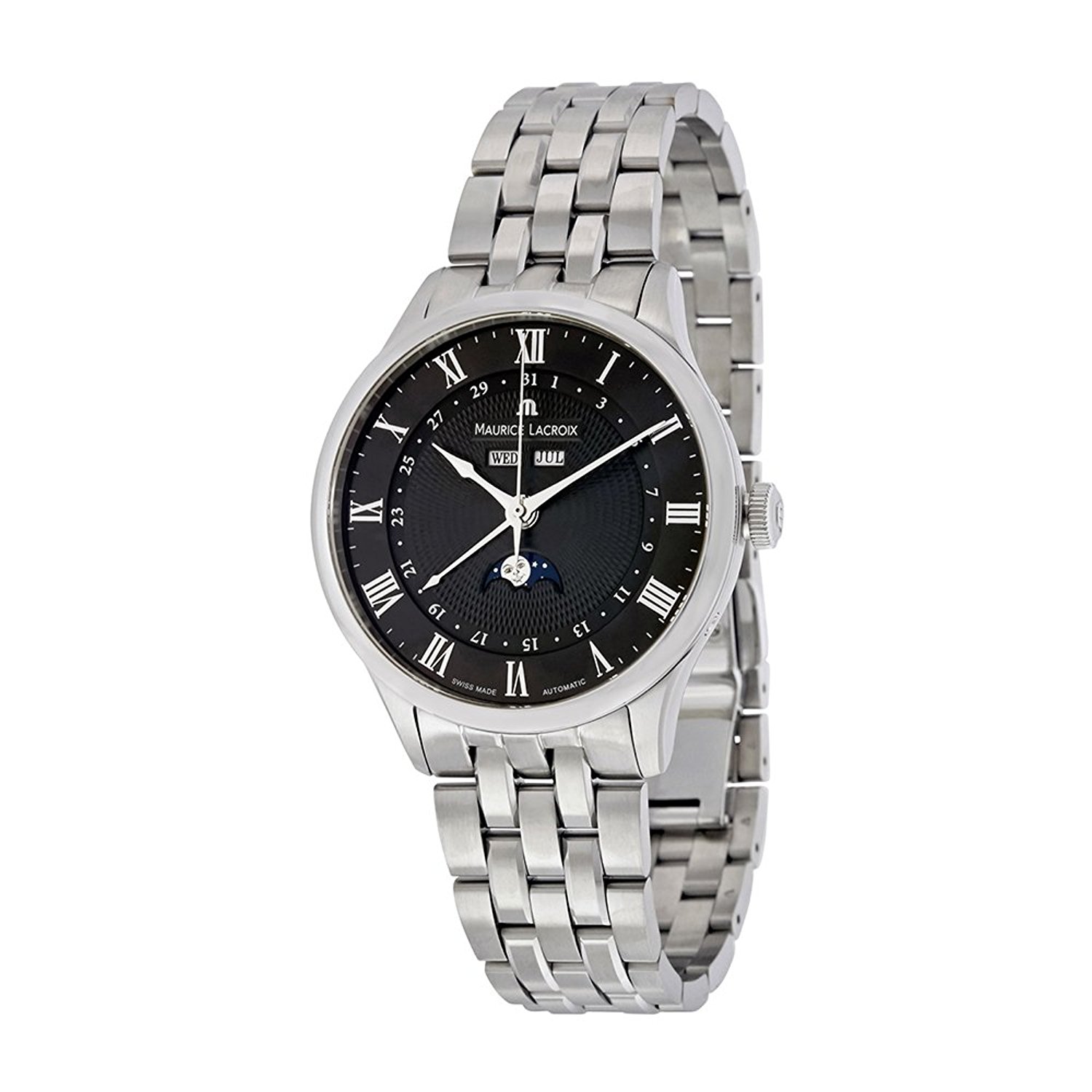Maurice Lacroix Watches : MP6607-SS002-310 Black Dial Fixed Stainless Steel Band Men Watch