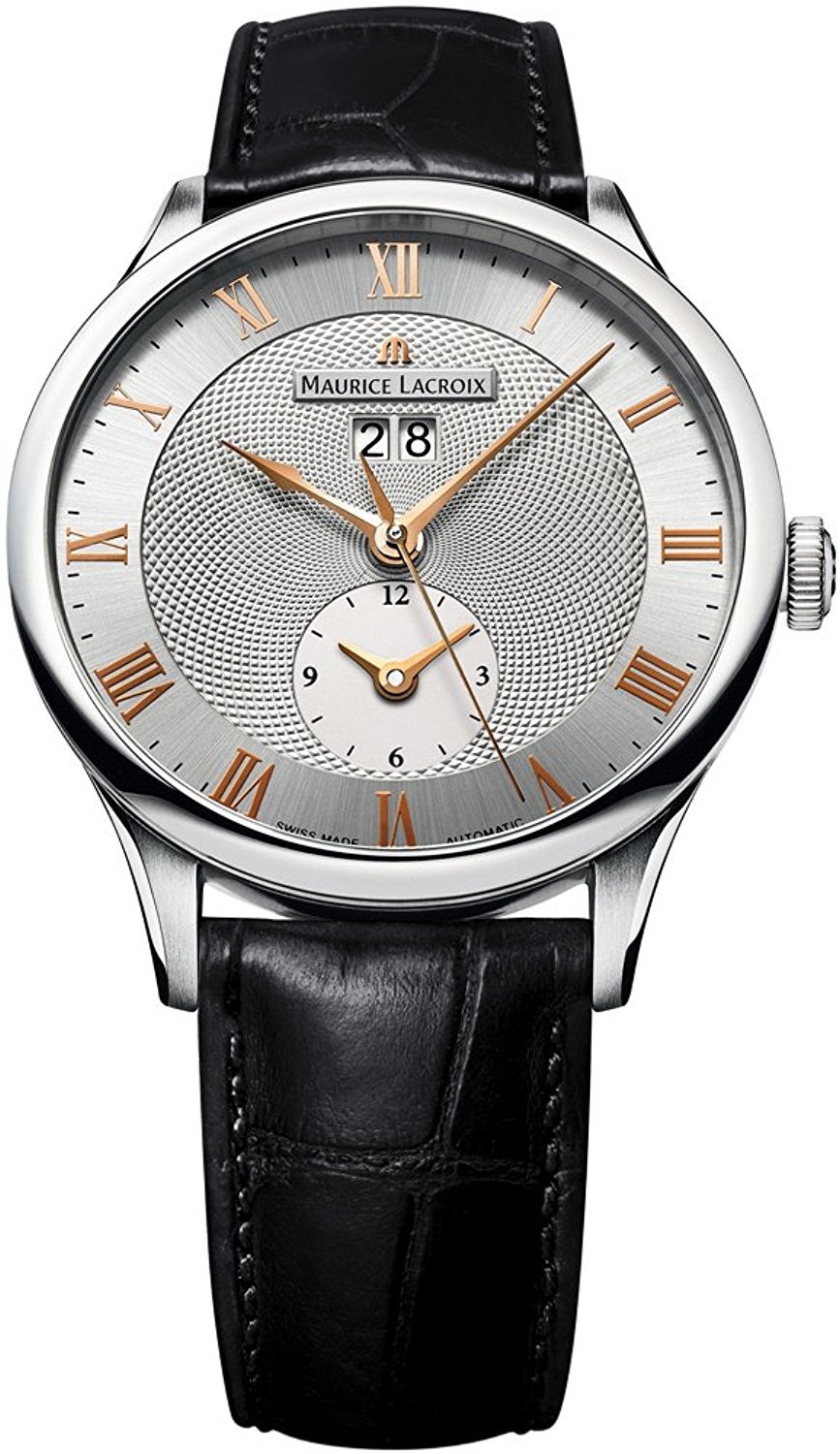Maurice Lacroix Watches : MP6707-SS001-111 Automatic Silver Dial Date Black Leather Men Watch
