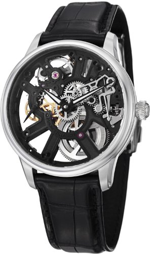 Maurice Lacroix Watches : MP7228-SS001-000 Mechanical Hand Wind Skeleton Dial Black Leather Men Watch