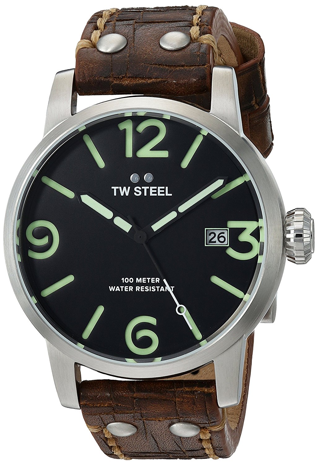 TW Steel Watches : MS11 Quartz Analog Date Brown Leather Men Watch