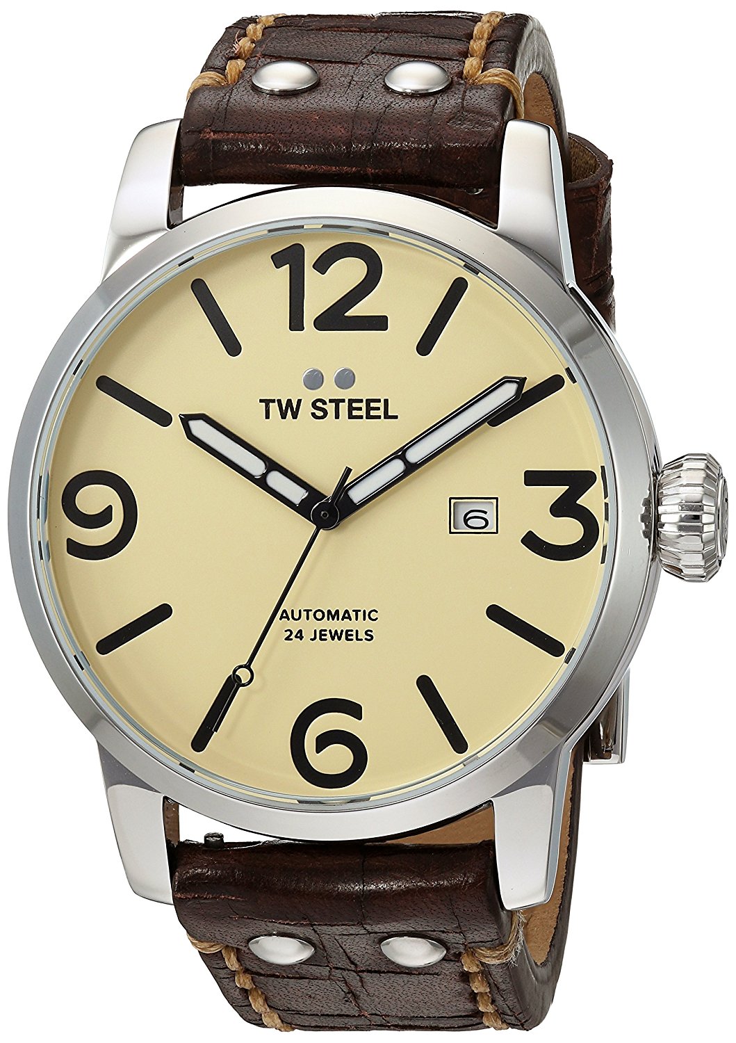 TW Steel Watches : MS25 Beige Dial Leather Men Watch