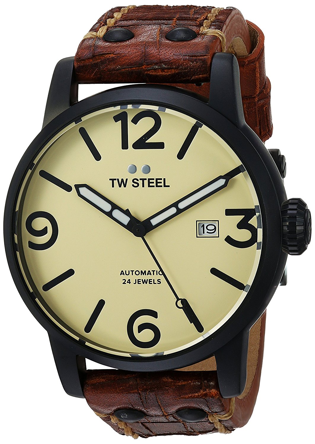 TW Steel Watches : MS45 Beige Dial Leather Men Watch