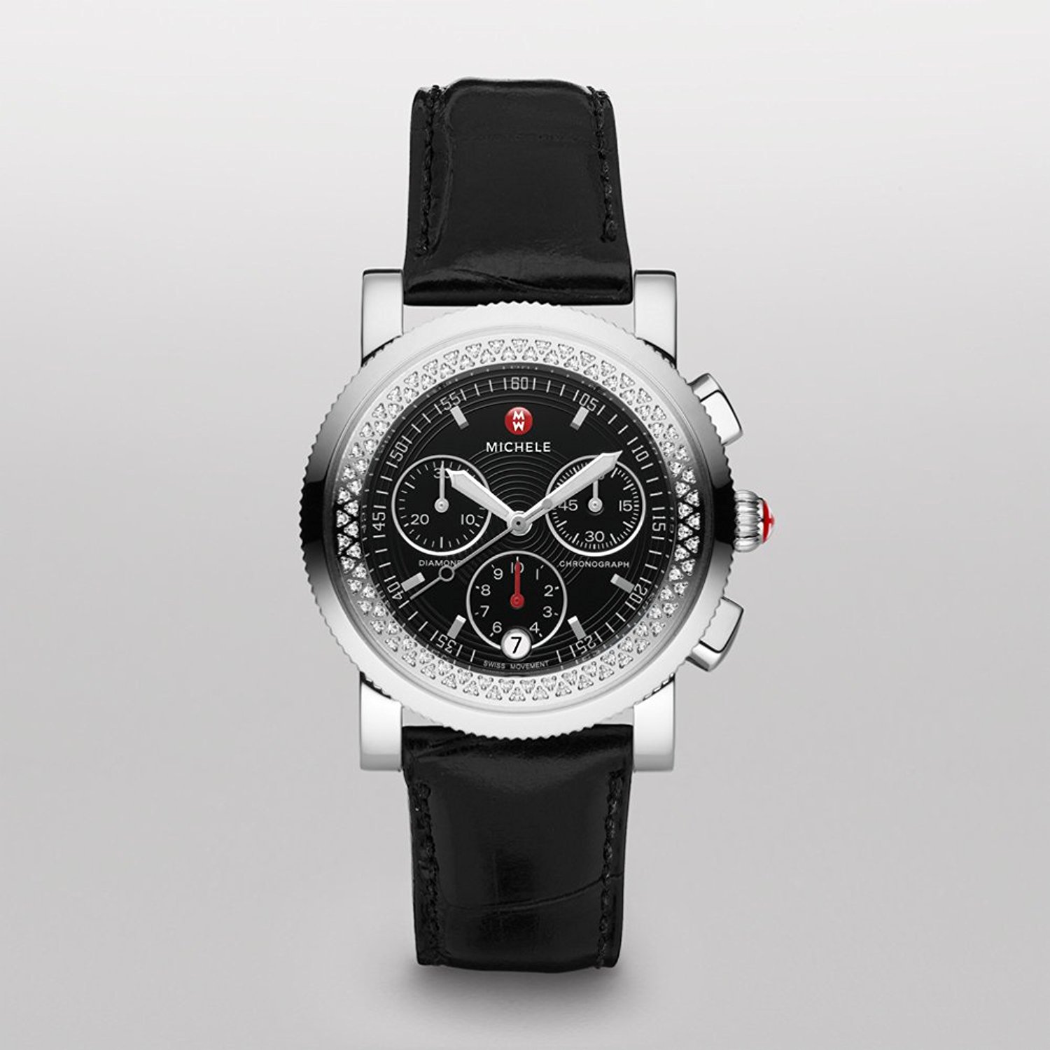 Michele Watches : MWW01C000013 Battery Operated Quartz Polished Stainless Steel Black Dial Band Men Watch