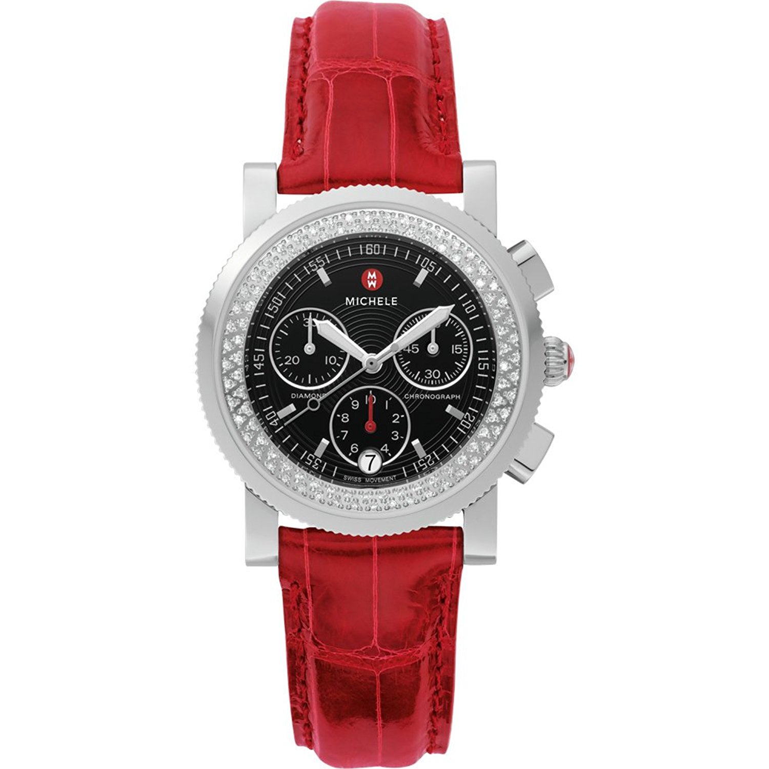 Michele Watches : MWW01C000015 Battery Operated Quartz Polished Stainless Steel Black Dial Band Men Watch