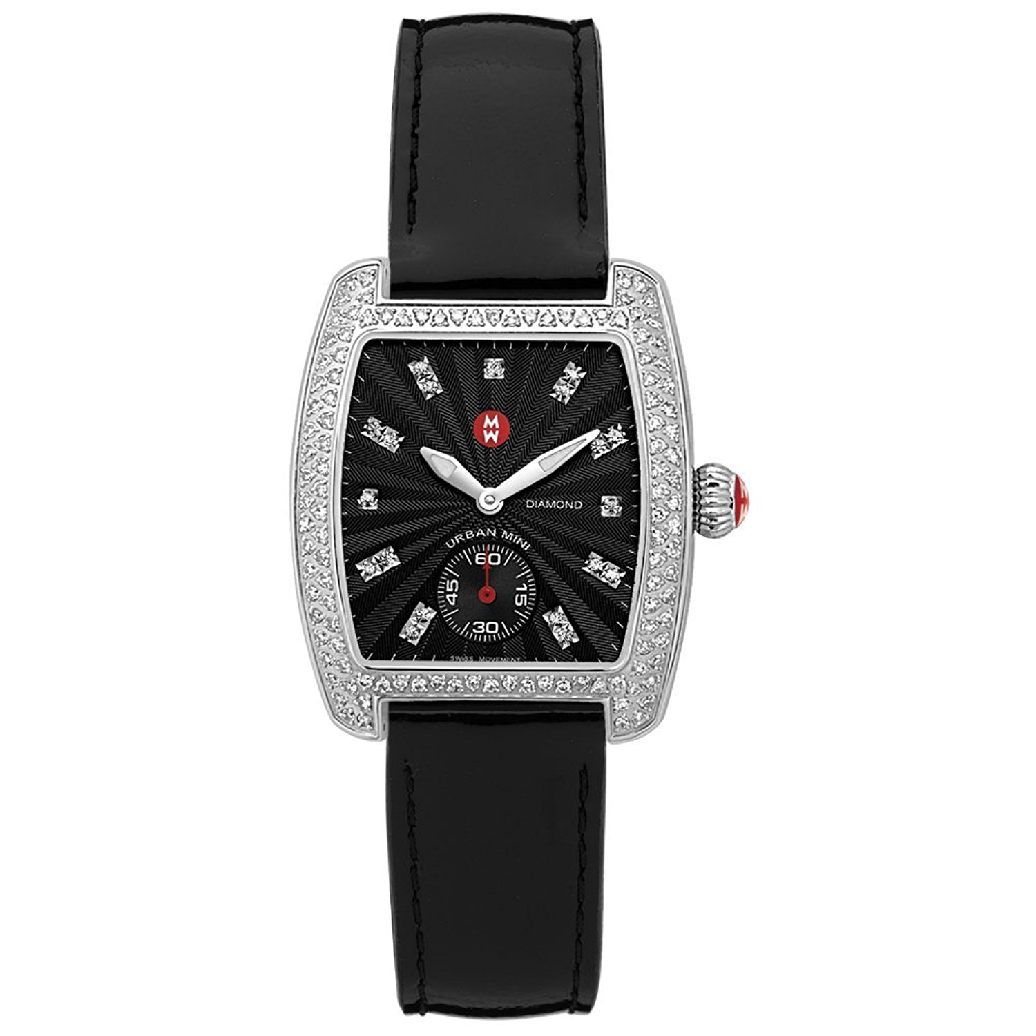 Michele Watches : MWW02A000409 Battery Operated Quartz Polished Stainless Steel Black Guilloche Diamond Dial Band Men Watch