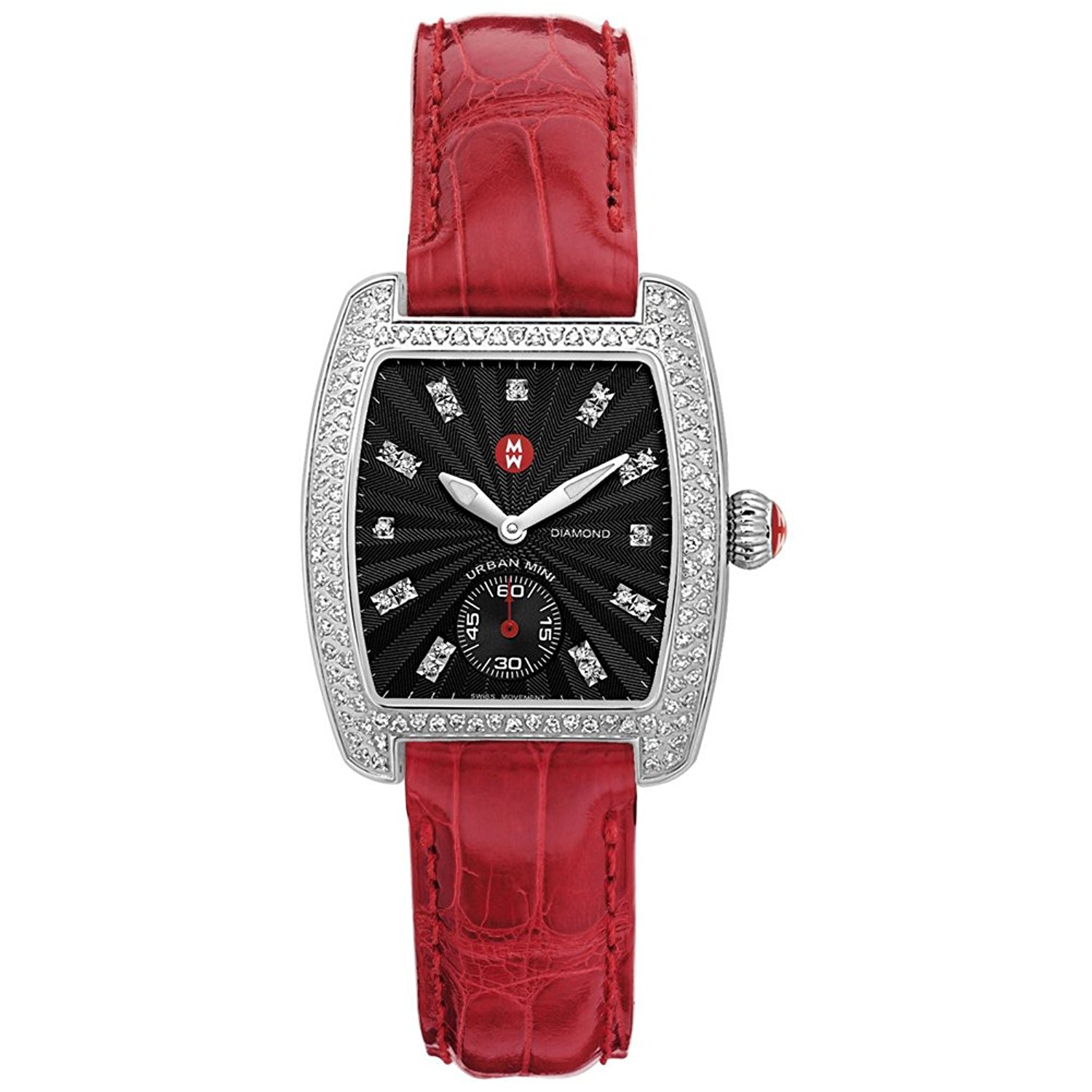 Michele Watches : MWW02A000412 Battery Operated Quartz Polished Stainless Steel Black Guilloche Diamond Dial Band Men Watch