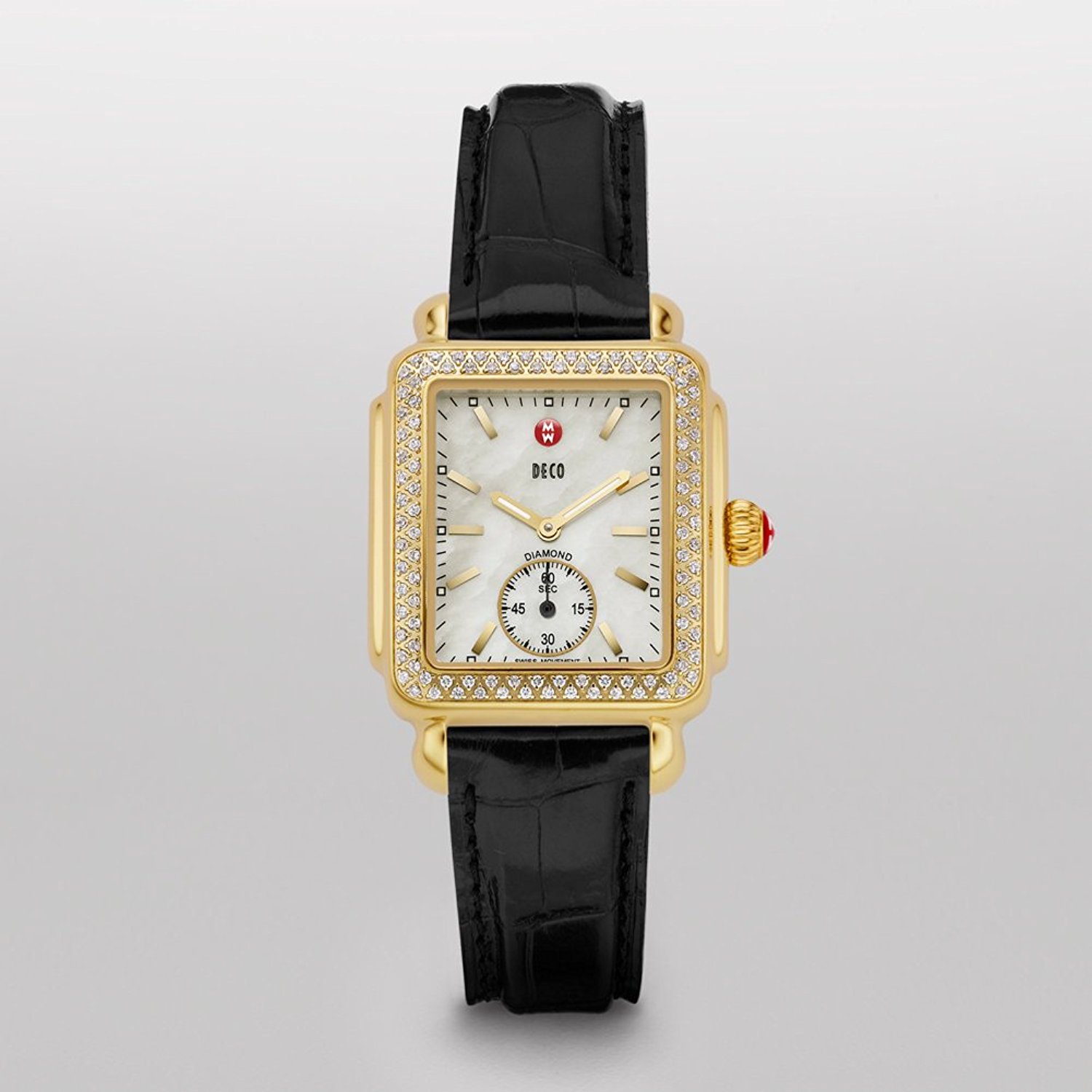 Michele Watches : MWW06V000015 Battery Operated Quartz Polished Yellow Gold Tone White Mother Of Pearl Dial Band Men Watch