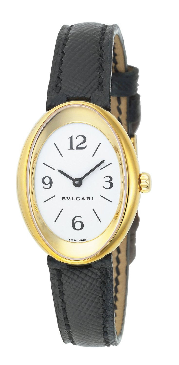 Bvlgari Watches : OV32GL Quartz Analog 18ct Yellow Gold Case Black Leather Women Watch