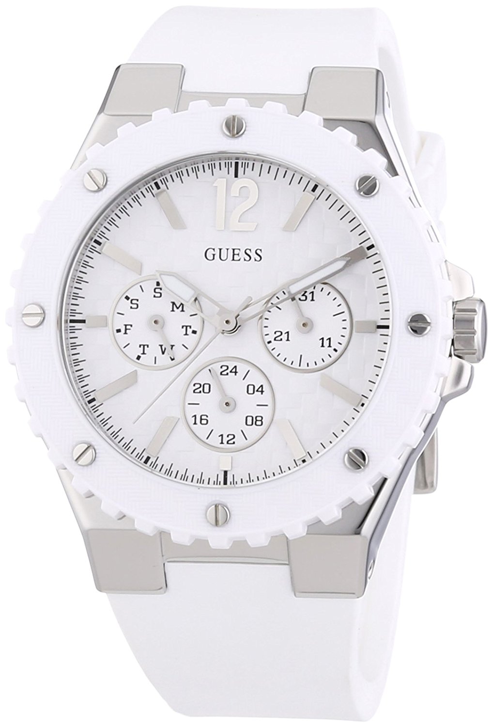 Guess Watches : OVERDRIVE White Dial Silicone Band Women Watch