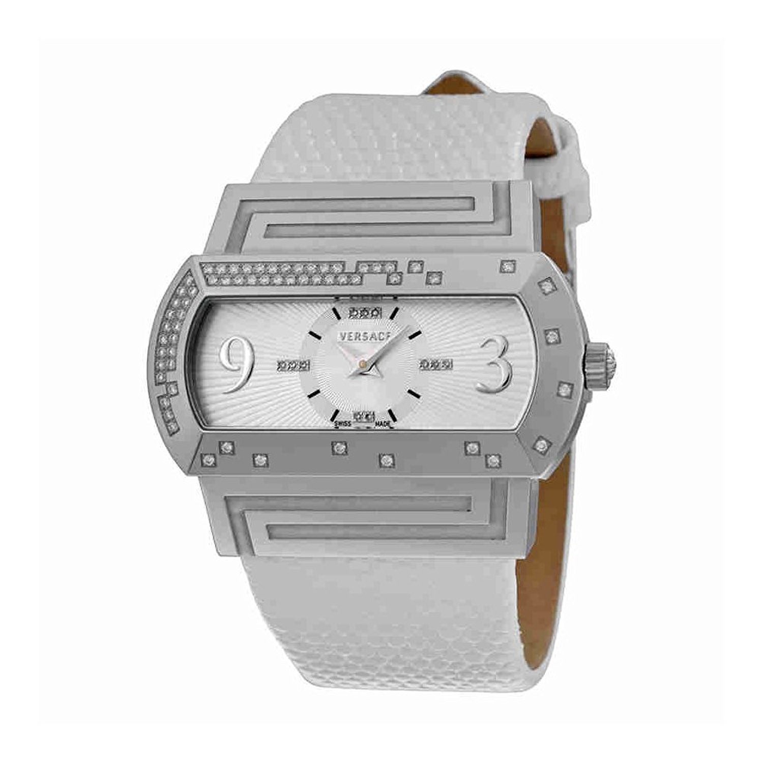 Versace Watches : PSQ91ND001SL01 White Dial Fixed Stainless Steel Set With Diamonds Band Men Watch