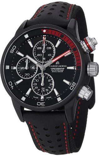 Maurice Lacroix Watches : PT6028-ALB01-331 Automatic Date Black Dial Leather Men Watch