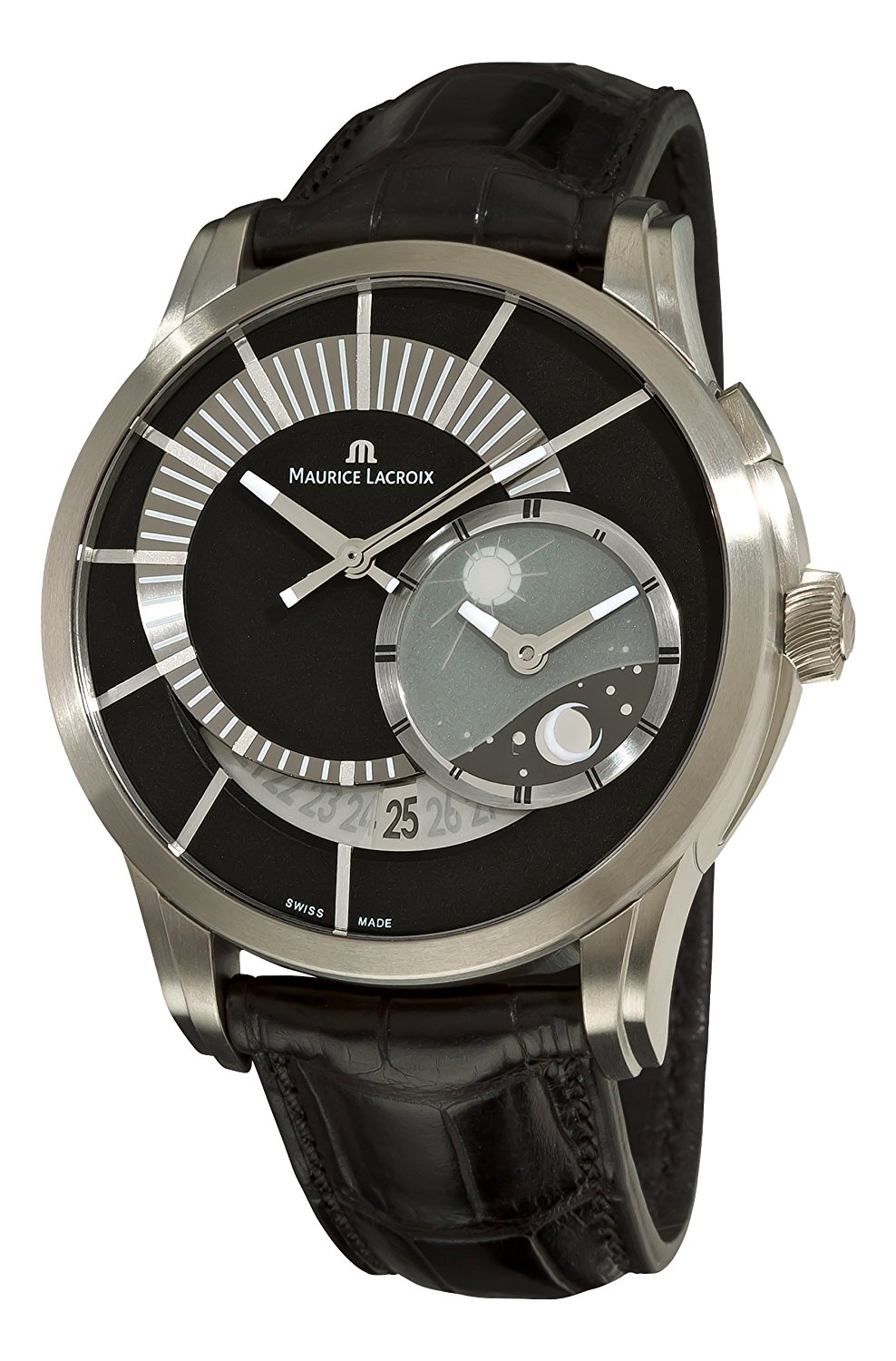 Maurice Lacroix Watches : PT6108-TT031391 Black Dial Titanium Band Men Watch