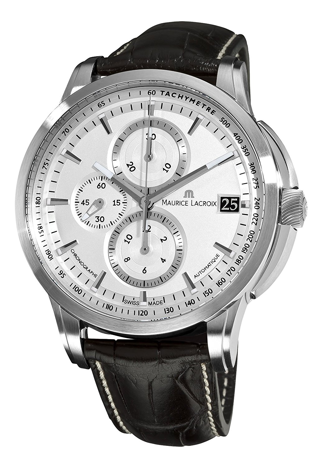 Maurice Lacroix Watches : PT6128-SS001130 Silver Plated Dial Leather Women Watch
