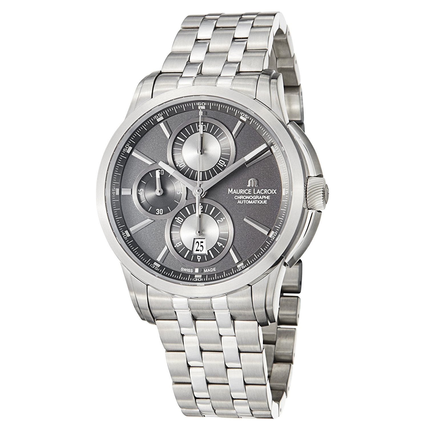 Maurice Lacroix Watches : PT6188-SS002830 Grey Dial Stainless Steel Band Men Watch