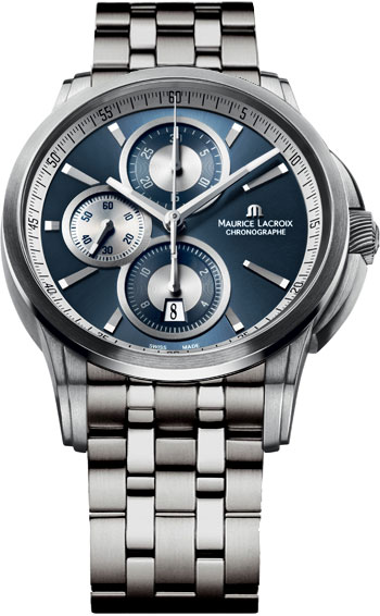 Maurice Lacroix Watches : PT6188-SS002-430 Automatic Blue Dial Stainless Steel Men Watch
