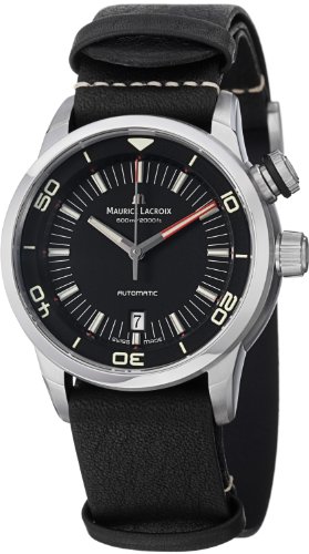 Maurice Lacroix Watches : PT6248-SS001-330 Automatic Date Black Dial Leather Men Watch