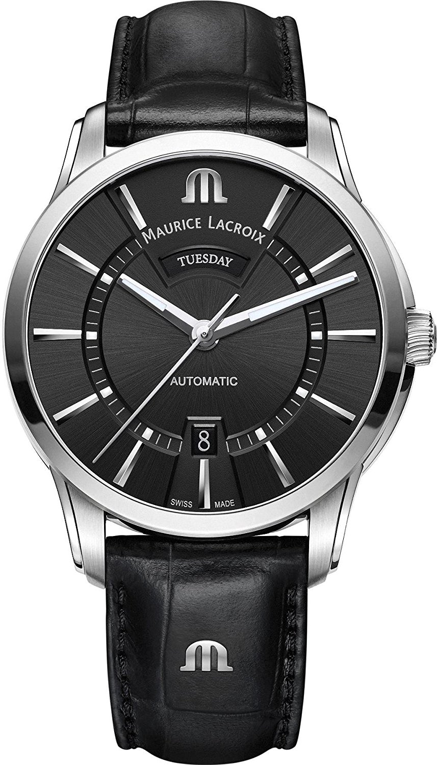 Maurice Lacroix Watches : PT6358-SS001-330-1 Black Dial Leather Men Watch