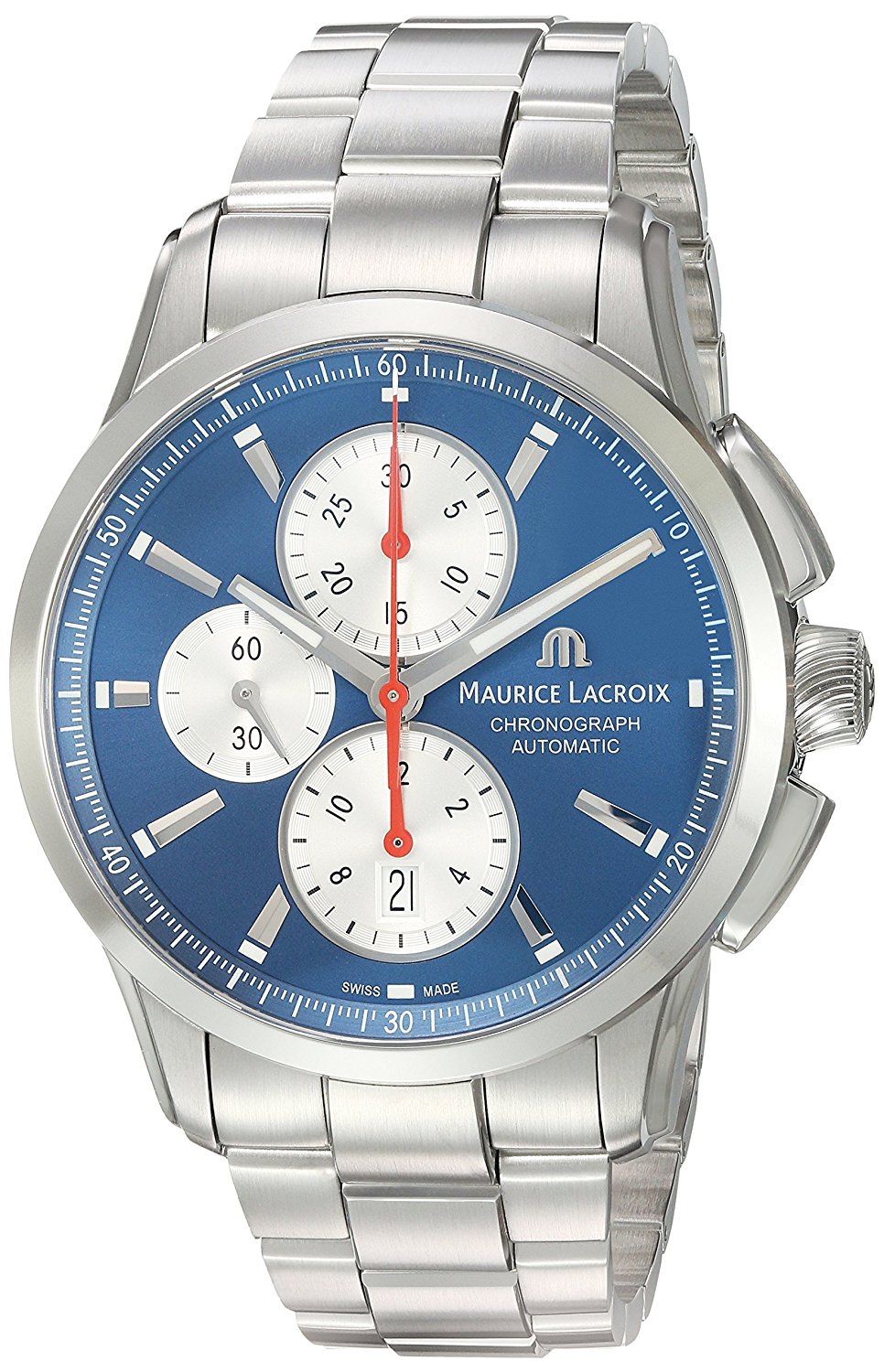 Maurice Lacroix Watches : PT6388-SS002-430-1 Blue Dial Stainless Steel Men Watch