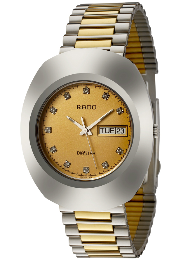Rado Watches : R12391633 Quartz Diamond Hour Markers Dial Day Date Two Tone Stainless Steel Men Watch